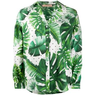 leaf print cotton shirt