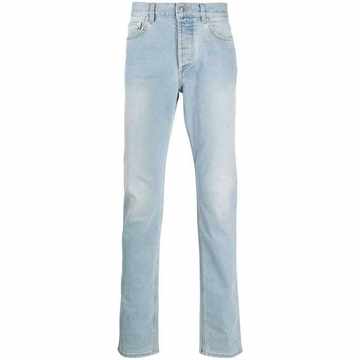 straight-leg faded jeans