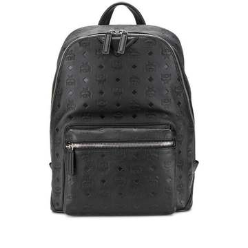 embossed monogram backpack