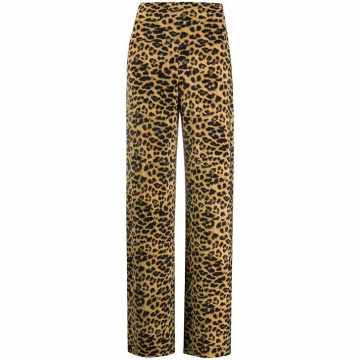 leopard pattern high-waist trousers