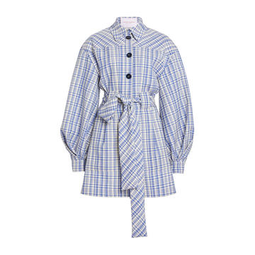 Plaid Stretch-Wool Shirt Dress