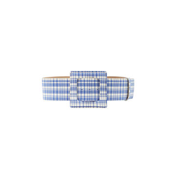 Plaid Wool Large Square Buckle Belt