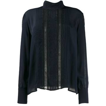 funnel neck lace panel blouse