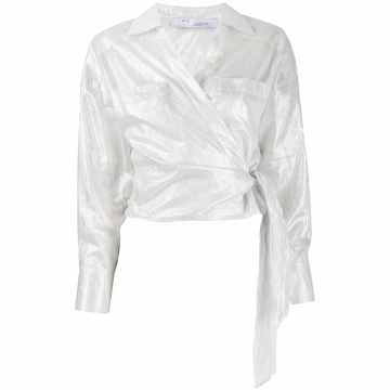 long-sleeve wrap blouse