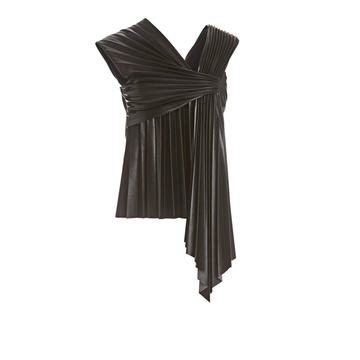 Adrie Pleated Faux Leather Top