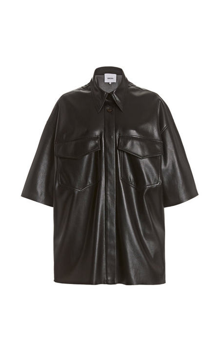 Roque Oversized Faux Leather Top展示图