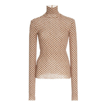 Harri Checked Jersey Turtleneck Top