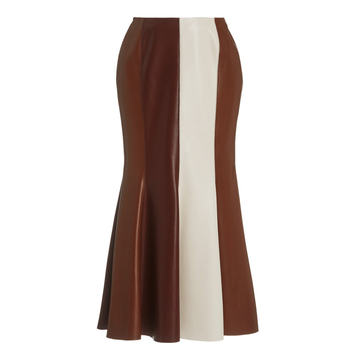 Artem Color Block Faux Leather Midi Skirt