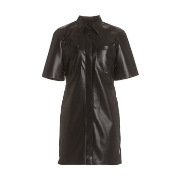 Berto Faux Leather Mini Shirt Dress