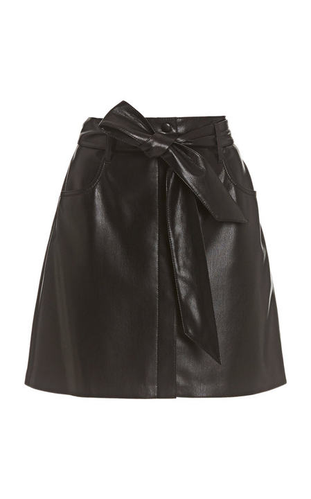 Meda Belted Faux Leather Mini Skirt展示图