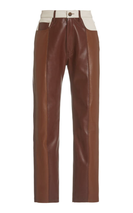 Vinni Color Block Faux Leather Pants展示图