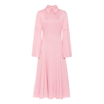 Marine Pointed Collar Silk-Blend Dress