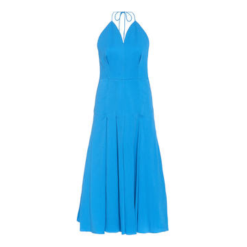 Orlean Pleated Silk-Blend Halter Dress