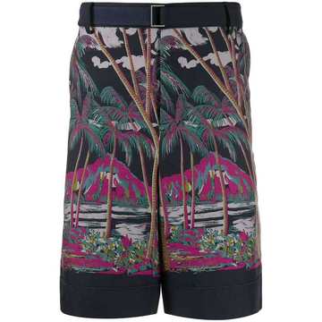 Sun Surf-print cotton shorts