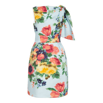 Floral-Print Boatneck Cotton-Blend Dress