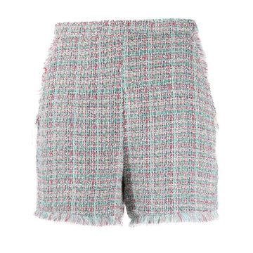 raw edge bouclé shorts