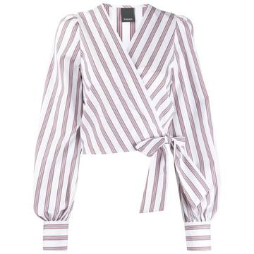 striped wrap blouse