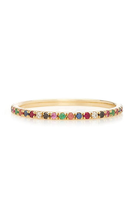 Rainbow 14K Yellow-Gold Diamond Eternity Band Ring展示图