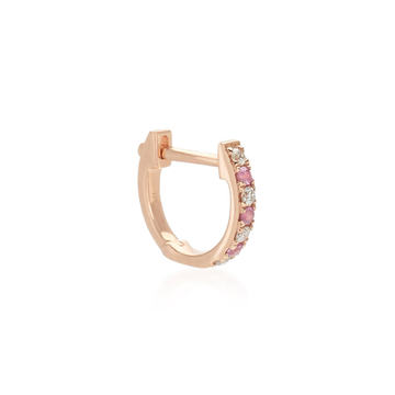 Mini 14K Rose Gold Diamond and Sapphire Single Huggie Earring