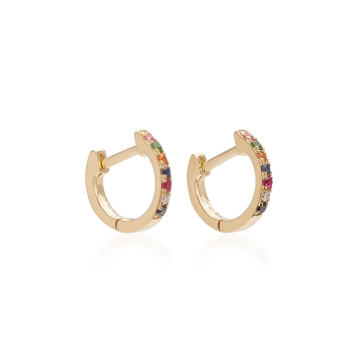 Rainbow 14k Yellow-Gold Mini Huggie Earrings