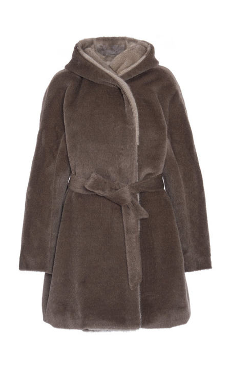 Brushed Alpaca Hooded Coat展示图