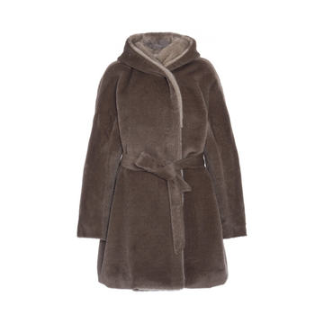 Brushed Alpaca Hooded Coat