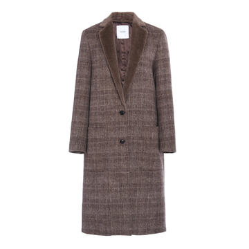 Brushed Wool-Cashmere Check Coat