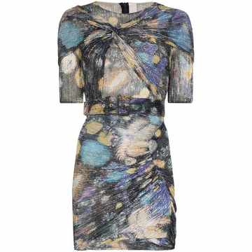 Fireworks print ruched mini dress