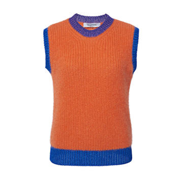 Two-Tone Mohair-Blend Sweater Vest