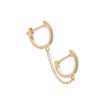 Single 14K Gold and Diamond Huggie Chain Earring