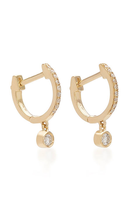 14K Yellow-Gold Single Diamond Teardrop Drop Earring展示图