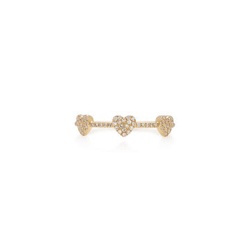 Triple Heart 14K Gold and Diamond Stack Ring