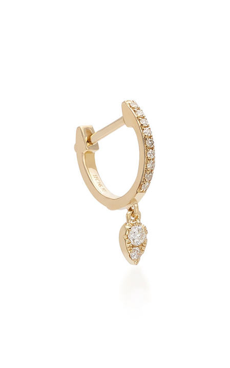 Single 14K Yellow-Gold Diamond Mini Huggie Earring展示图