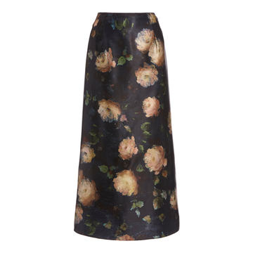 Painted Rose Satin Slip Skirt