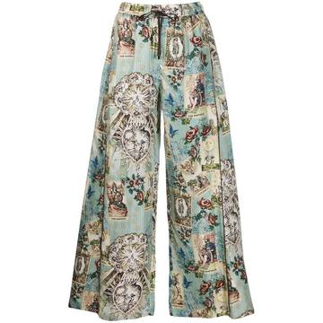 silk printed trousers