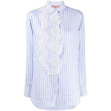 lace applique striped shirt