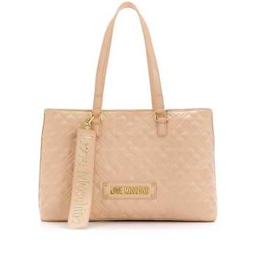 large quilted logo tote