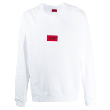 embroidered logo patch boxy fit sweatshirt