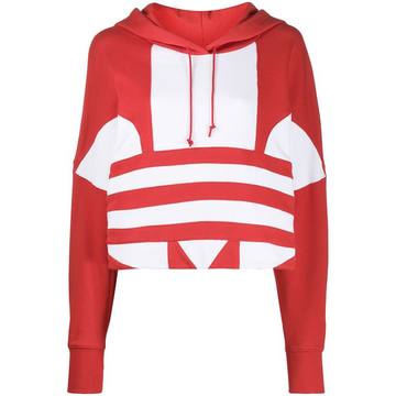 cropped logo print hoodie