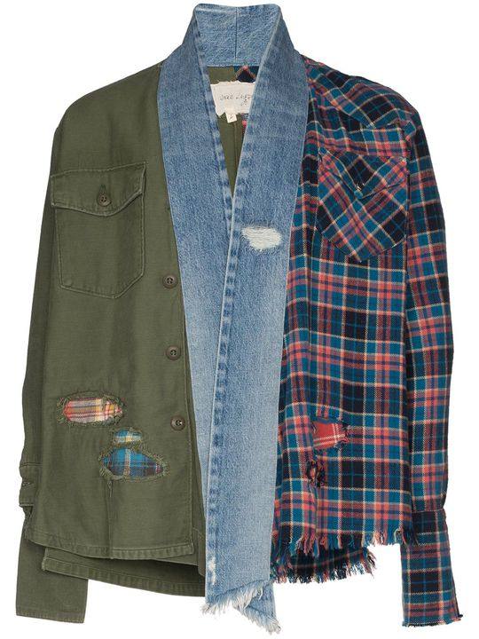 patchwork wrap-style jacket展示图