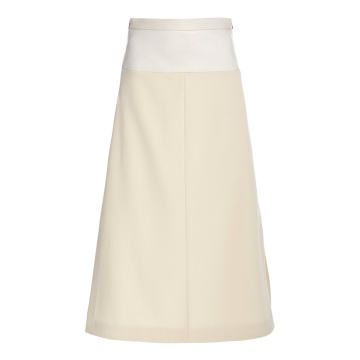 Wool Pique And Leather Skirt