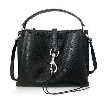 Megan Black Leather Satchel Bag