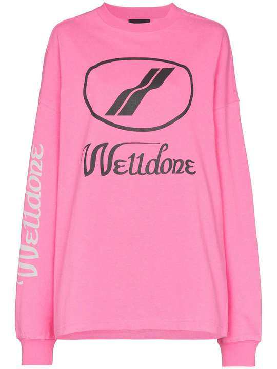 logo-print cotton long-sleeve T-shirt展示图