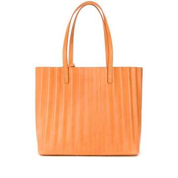 pleated leather tote