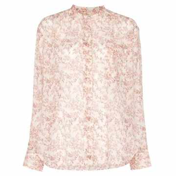 button-up floral blouse