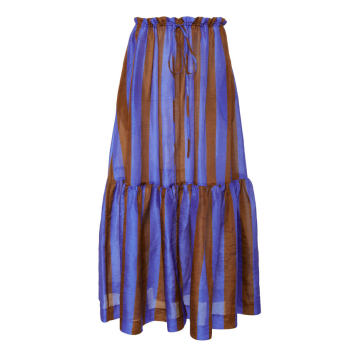 Hibiki Striped Linen-Blend Skirt