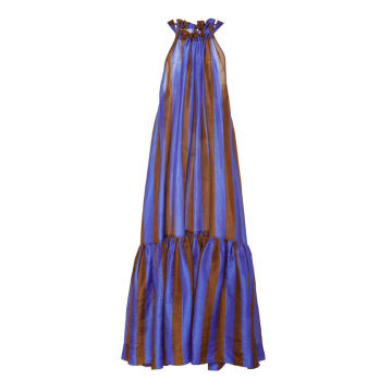 Hibiki Striped Linen-Silk Maxi Dress