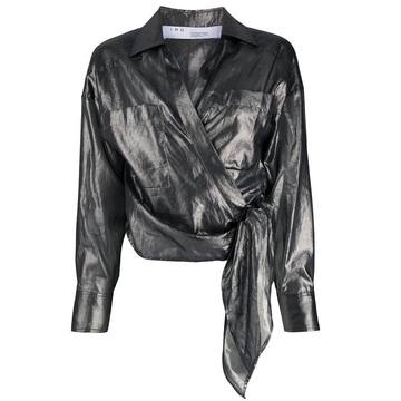 Anatye metallized wrap shirt