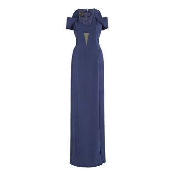 Silk-Cr��pe Cold-Shoulder Gown