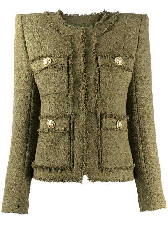 frayed cropped tweed jacket展示图